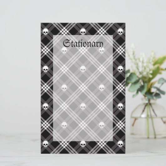 Gothic Skull Tartan Pset Briefpapier (Staand voorkant)