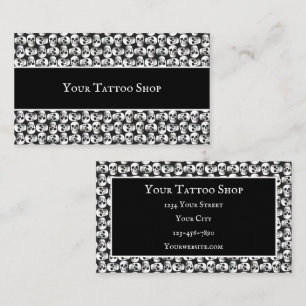 Gothic Skull Tattoo Artist zwart-wit Visitekaartje