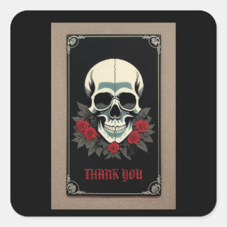 Gothic Skull 'Thank You' Sticker