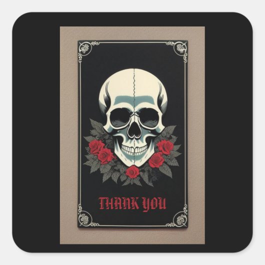 Gothic Skull 'Thank You' Sticker (Voorkant)