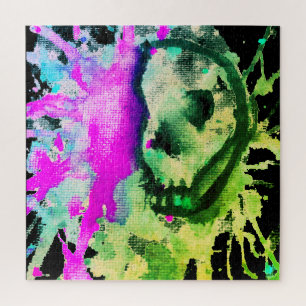 Gothic Skull Waterverf Halloween Neon Art Legpuzzel