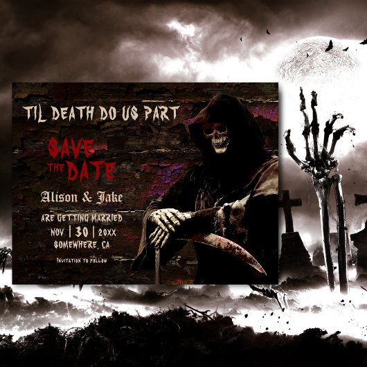 Gothic Skull Wedding Save the Date Aankondigingskaart