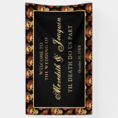 Gothic Skull Welkom bij onze halloween bruiloft Spandoek (Verticaal)