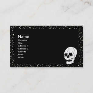 Gothic Skull White Polka Dot Border op Zwart Visitekaartje