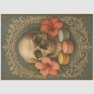 Gothic Skull With Macarons Decoupage Tissuepapier
