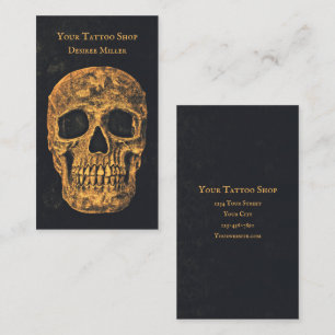 Gothic Skull Yellow Gold Gold Black Grunge Textuur Visitekaartje