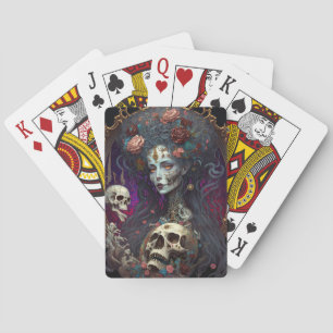 Gothic Skull Zombie Woman Gothic Pokerkaarten