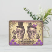 Gothic Skulls Day of The Dead Save the Date Cards (Debout devant)