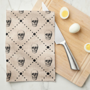 Gothic Skulls Grid Theedoek