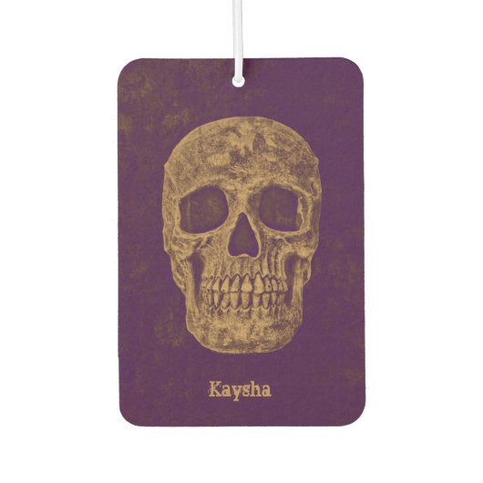 Gothic Skulls Grunge Gold Purple Cool Luchtverfrisser (Voorkant)