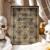 Gothic Skulls Halloween Cocktail Party Gold Folie Uitnodiging