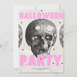 Gothic Skulls Halloween Party Invitation Kaart
