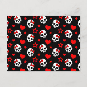 Gothic Skulls & Hearts Briefkaart