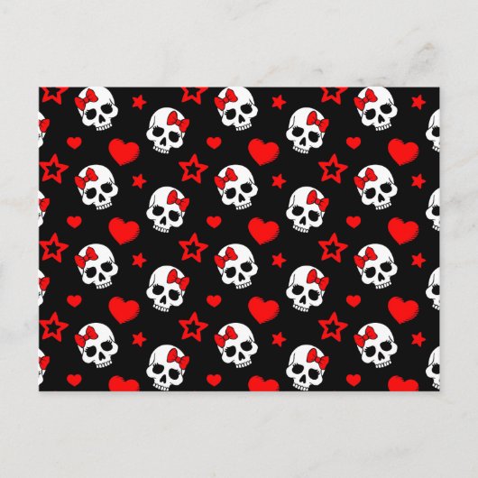 Gothic Skulls & Hearts Briefkaart (Voorkant)