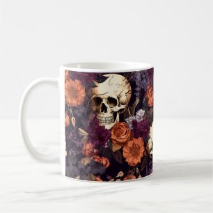 Gothic Skulls Herfst Bloemen Donker Halloween Koffiemok