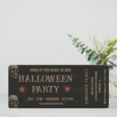 Gothic Skulls & Ravens Dark Halloween Party Ticket Kaart (Staand voorkant)