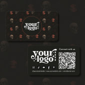 Gothic Skulls & Ravens Dark Halloween QR-code Visitekaartje
