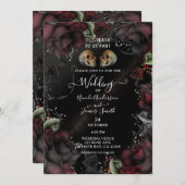 Gothic Skulls Red Black Rozen Halloween Wedding Kaart (Voorkant / Achterkant)