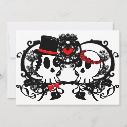 Gothic Skulls Wedding Invitation Kaart (Voorkant)