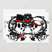 Gothic Skulls Wedding Invitation Kaart (Voorkant / Achterkant)