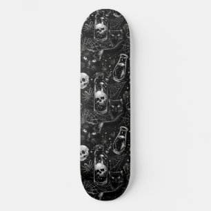 Gothic Skulls Zwart Katten en Spinnen Skateboard