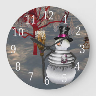 Gothic Snowman Clock Grote Klok