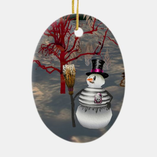 Gothic Snowman Oval Ornament (Achterkant)