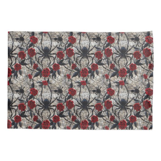 Gothic Spider en Red Roses Bedding Kussensloop (Achterkant)