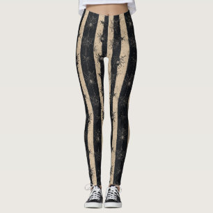 Gothic Spider en Web Gestreepte Halloween Patroon Leggings