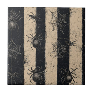 Gothic Spider en Web Gestreepte Halloween Patroon Tegeltje