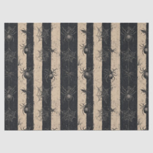 Gothic Spider en Web Gestreepte Halloween Patroon Tissuepapier