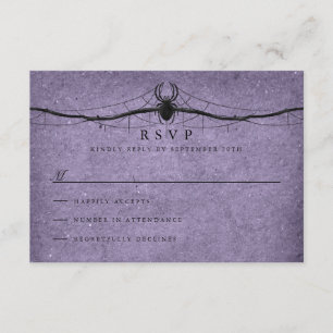 Gothic Spider Halloween Wedding RSVP Kaartje