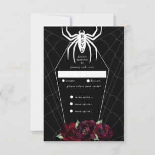 Gothic Spider Web Coffin Black White Red RSVP Kaartje