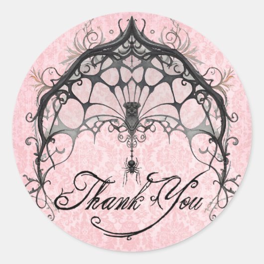 Gothic Spider Web Dank u Halloween Ronde Sticker (Voorkant)
