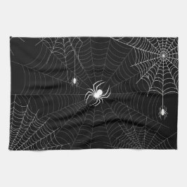 Gothic Spider Web Halloween Zwart-wit Theedoek