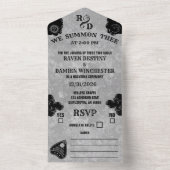 Gothic Spirit Board, Witchy Fall Halloween Wedding All In One Uitnodiging (Binnen)