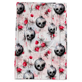 Gothic Spooky Christmas Skulls Medium Cadeauzakje (Achterkant)