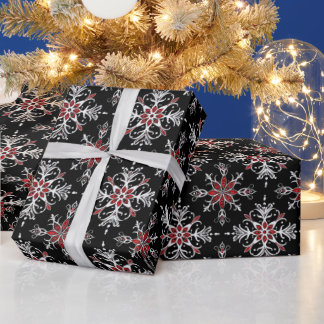 Gothic Spooky Christmas sneeuwvlokken Cadeaupapier