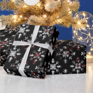 Gothic Spooky Christmas sneeuwvlokken Cadeaupapier