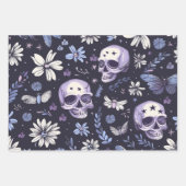 Gothic Spooky Flowers Skull Inpakpapier Vel (Voorkant 3)