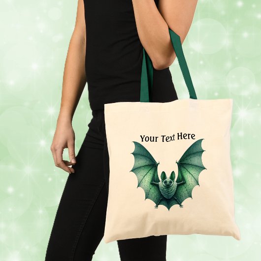 Gothic Spooky Green Bat Wings Spread Tote Bag