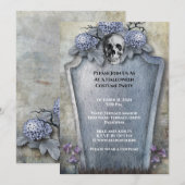 Gothic Spooky Skeleton Halloween Party Kaart (Voorkant / Achterkant)
