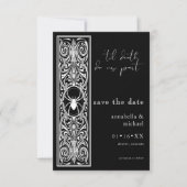 Gothic Spooky Spider Zwart Wit Huwelijk Save The Date (Voorkant)