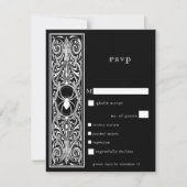 Gothic Spooky Spider Zwart Wit Trouwdiner RSVP Kaartje (Voorkant)