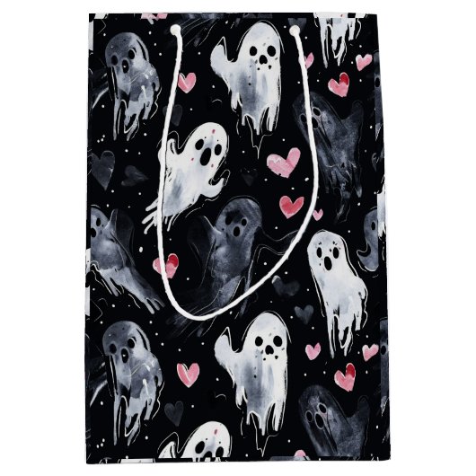 Gothic Spooky Valentijn Geesten met harten Medium Cadeauzakje (Voorkant)