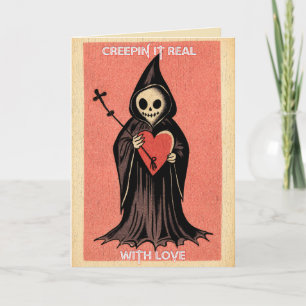 Gothic Spooky Valentijn Grim Reaper met Hart Kaart