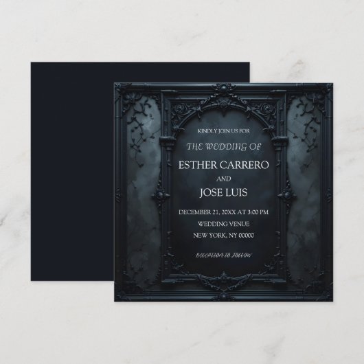 Gothic Square Frame Wedding Invitation (Devant / Derrière)