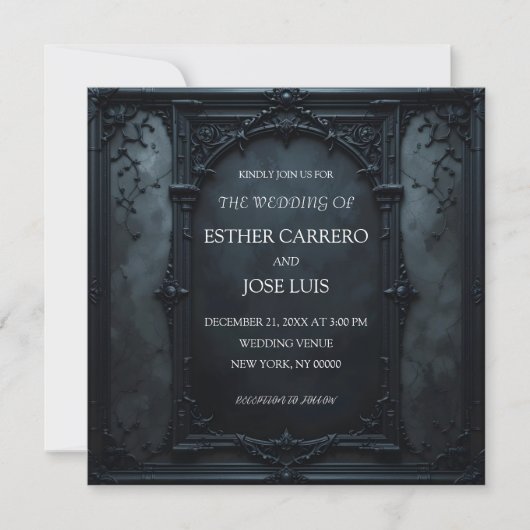 Gothic Square Frame Wedding Invitation (Devant)