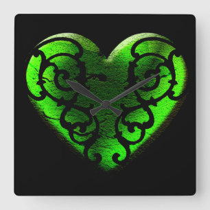 Gothic St. Patrick's Day Green Heart Klock Vierkante Klok