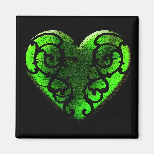 Gothic St. Patrick's Day Green Heart Magnet Magneet (Voorkant)